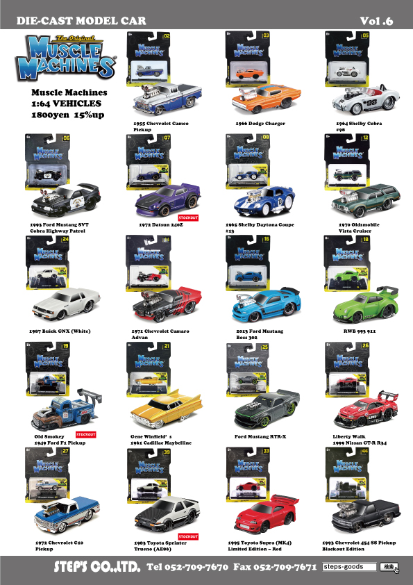 アメリカン雑貨
MUSCLE MACHINESのミニカー
1/64のミニカー
