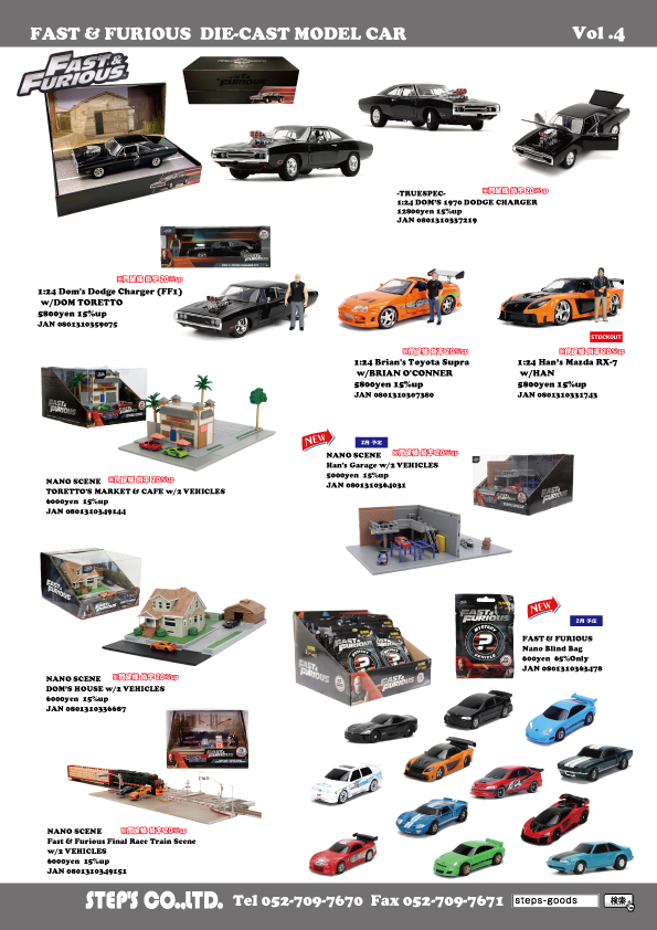 アメリカ輸入のミニカー
JADA TOYSのミニカー
ワイルドスピードのミニカー
FAST & FURIOUSのミニカー