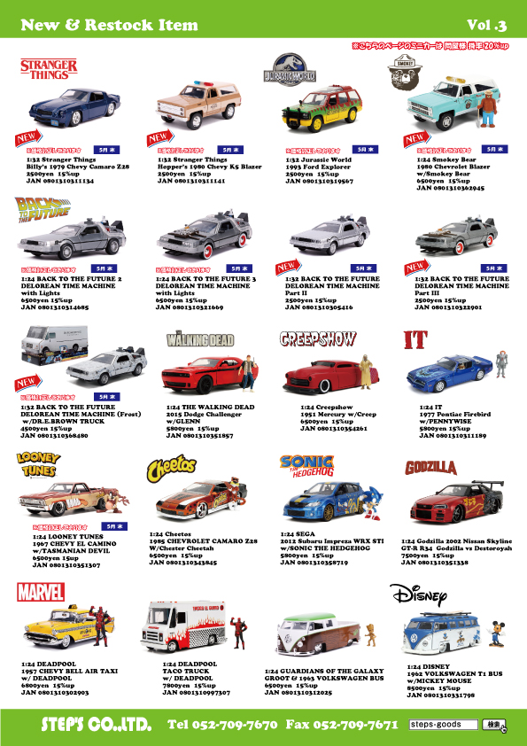 ストレンジャーシングスのミニカー
JADATOYSのミニカー
バックトゥザフューチャーのミニカー
映画のミニカー